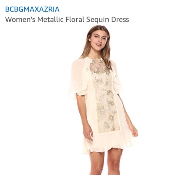 BCBGMAXAZRIA Metallic Floral Sequin Dress - Picture 2 of 7